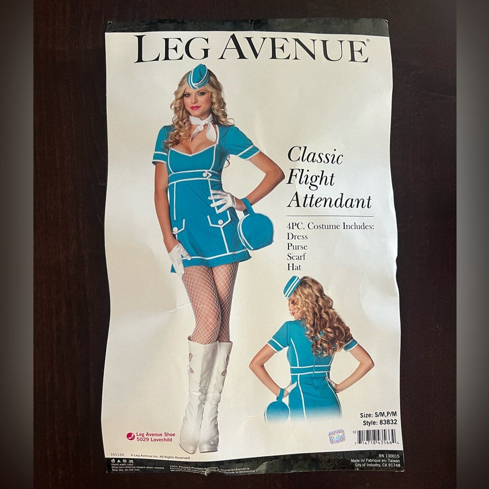 NEW!! Leg Avenue Teal and White Retro Flight Attendant Costume